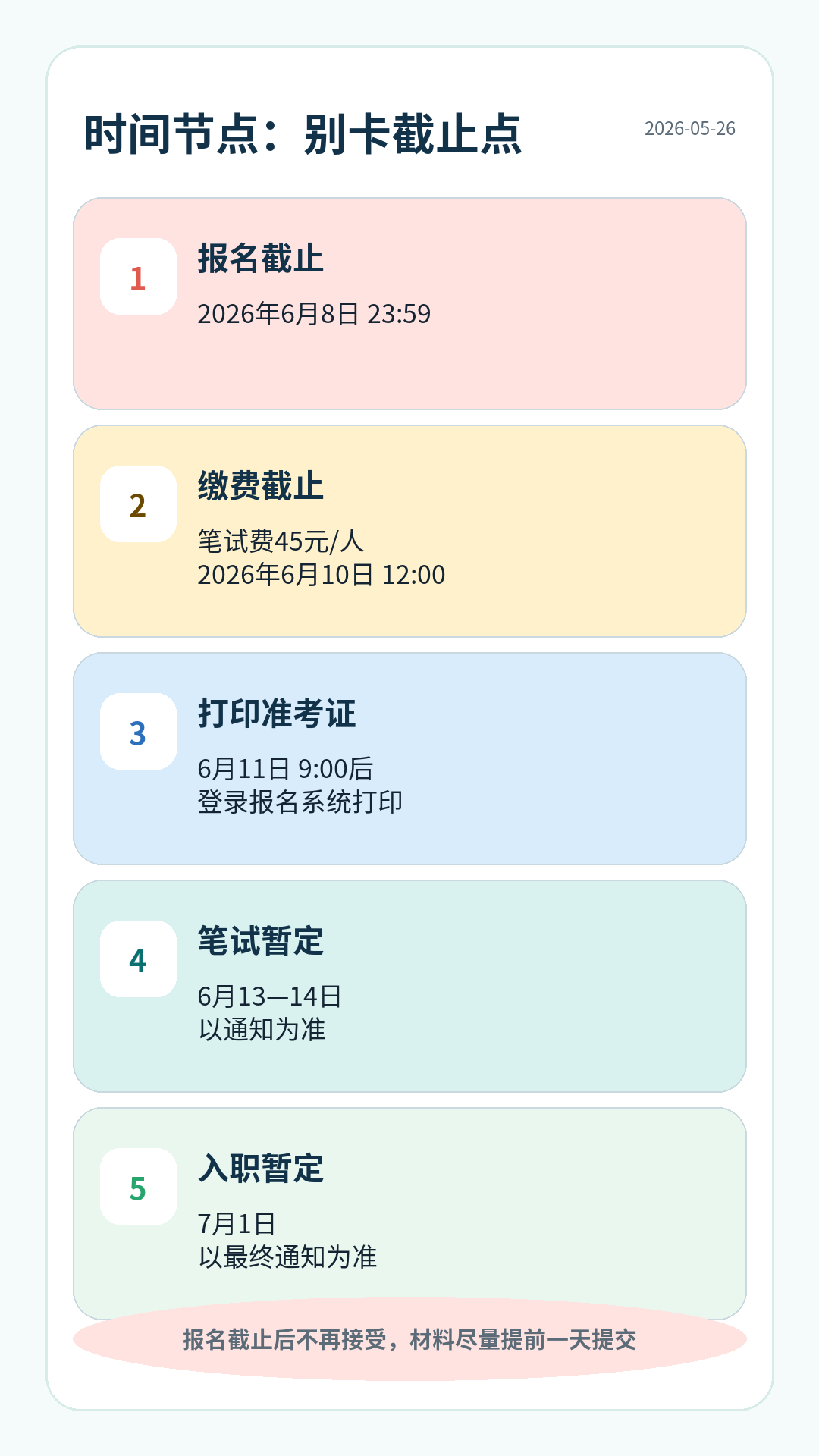 池州市中医医院劳务派遣招聘时间节点：报名至2026年6月8日23:59，缴费至6月10日12:00，6月11日9:00后打印准考证，笔试暂定6月13—14日