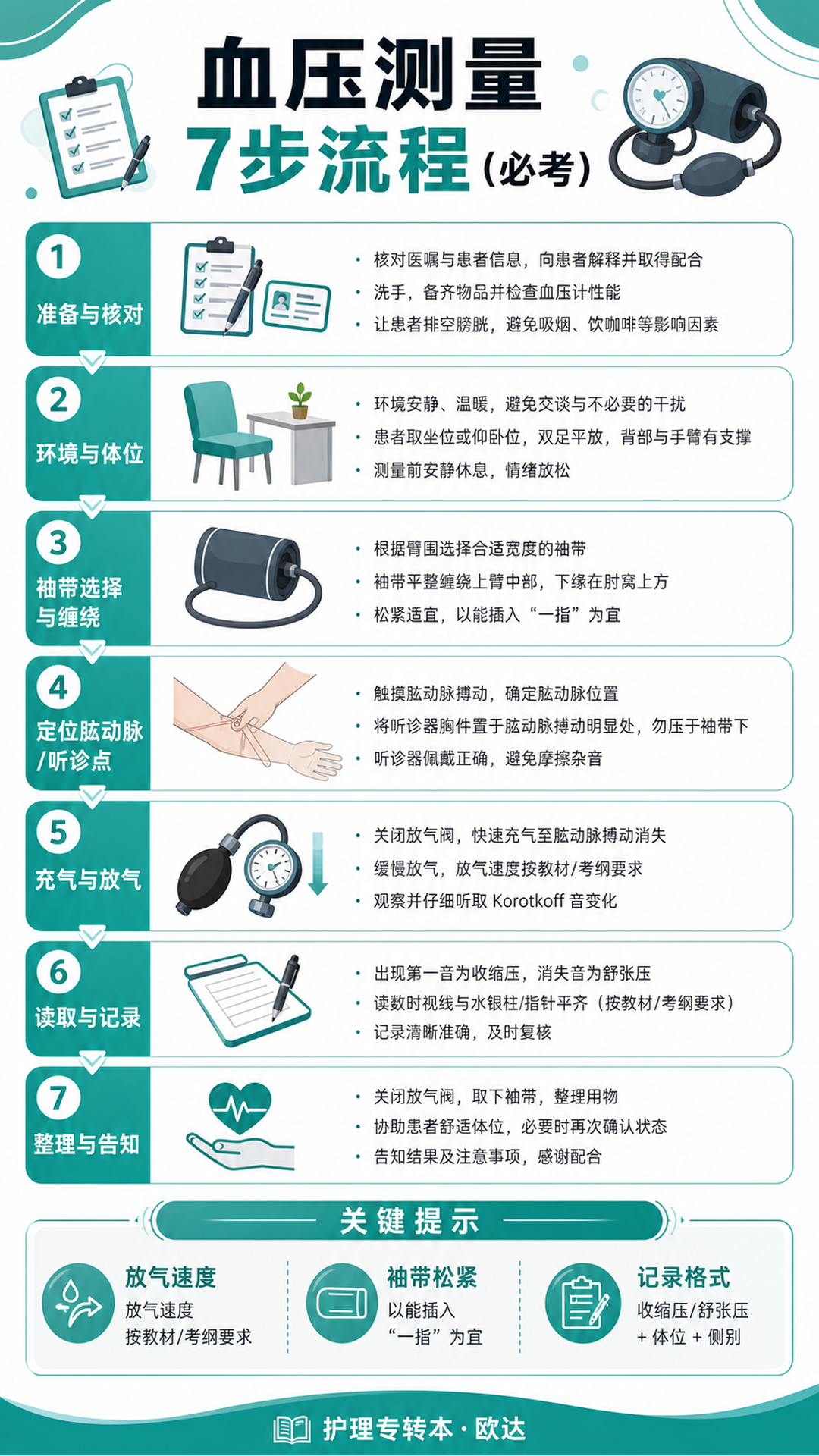 血压测量7步流程（必考）