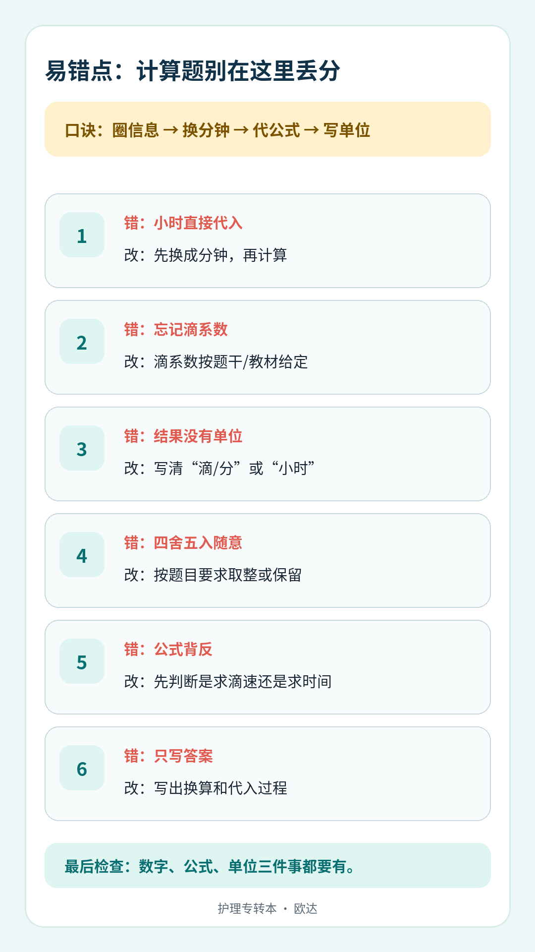 输液滴速计算易错点