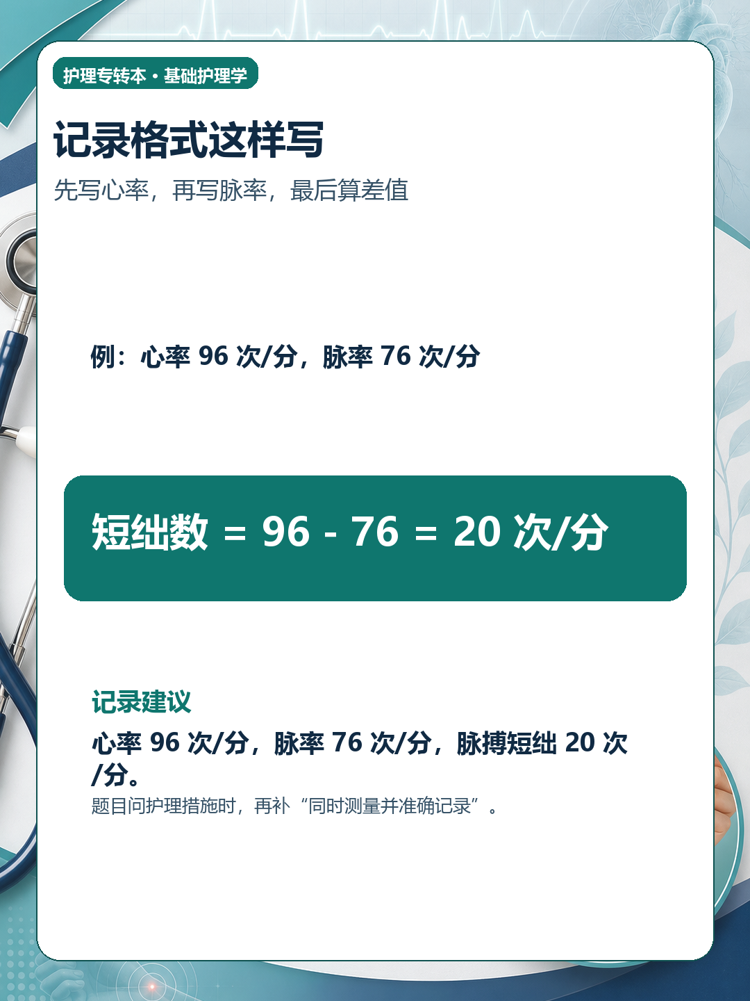 脉搏短绌图解：记录格式这样写