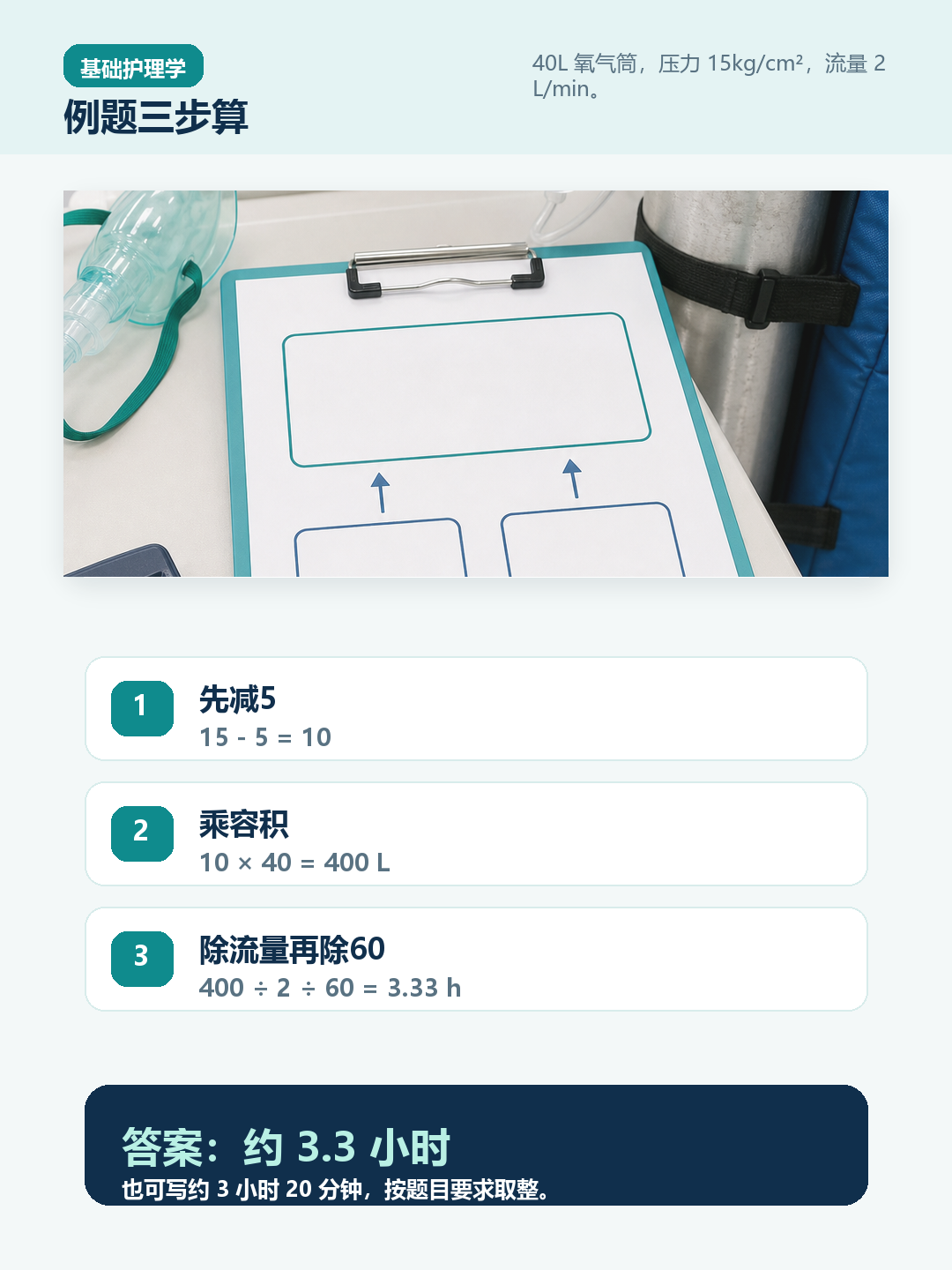 氧气筒可用时间例题三步算