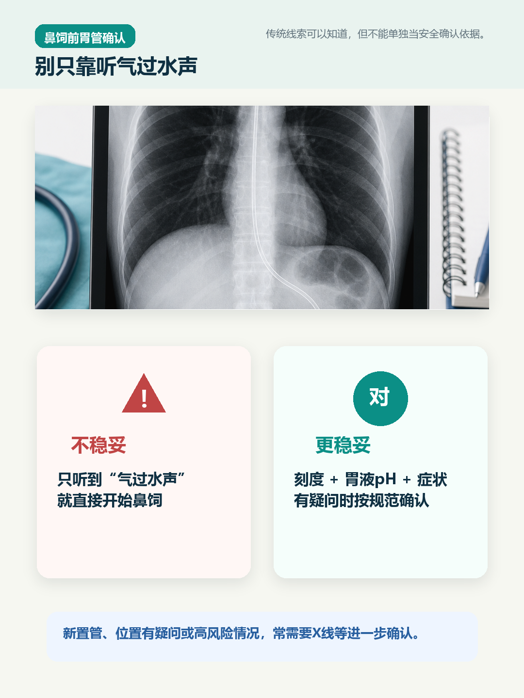 鼻饲前不要只听气过水声